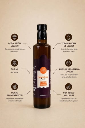 Canbakkal Doğal Üzüm Sirkesi 500 ml - Katkısız Geleneksel Sirke - Doğal Üzüm Sirkesi