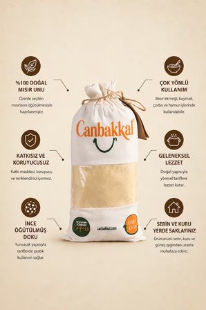 Canbakkal Mısır Unu 1 kg – Katkısız Doğallıkla Geleneksel Mısır Ekmeği ve Kuymak Lezzeti