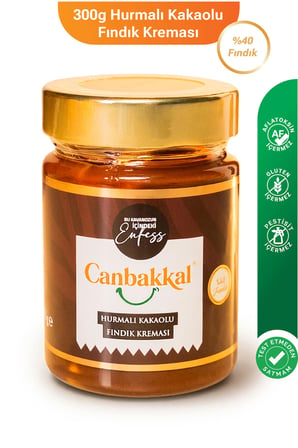 Canbakkal %40 Fındıklı Hurmalı Kakaolu Fındık Kreması 300 Gr / Şekeri Meyveden, Toplam Aflatoksin ve Pestisit Analizli