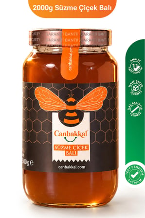 Canbakkal Süzme Çiçek Balı 2 Kg / Yüksek Yayla Balı,Şekersiz, İlaç Kalıntısız 11 Farklı Analiz Teyitli Hakiki Bal 