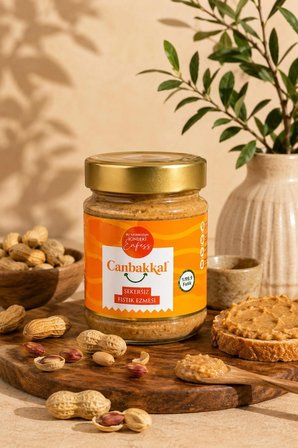 Canbakkal %99,9 Şekersiz Fıstık Ezmesi 300 g- Doğal Fıstık Ezmesi, Katkısız, İlave Şeker İçermez