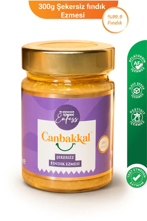 Canbakkal %99,9 Fındıklı Fındık Ezmesi 300 Gr / İlave Şekersiz Fındık Kreması Toplam Aflatoksin ve Pestisit Analizli