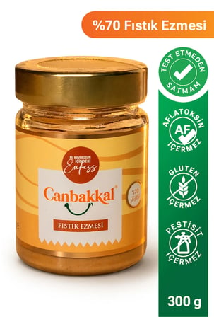 Canbakkal %70 Fıstıklı Fıstık Ezmesi 300 Gr / Sürülebilir Fıstık Kreması Toplam Aflatoksin ve Pestisit Analizli