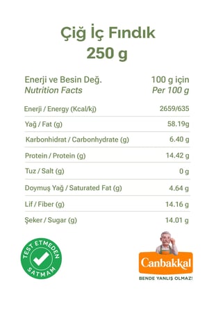 Canbakkal Natürel İç Fındık 1 Kg / Kabuksuz Çiğ Fındık, Kilitli Paket