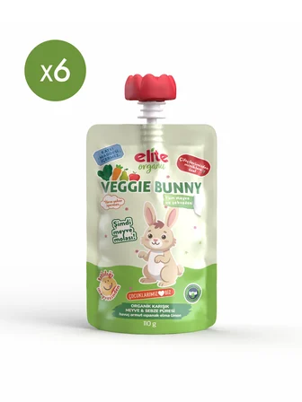 6'lı Veggie Bunny Organik Karışık Meyve ve Sebze Püresi 110 Gr