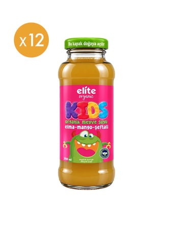 12'li Kids Organik Elma-Mango-Şeftali Meyve Suyu 200 ml