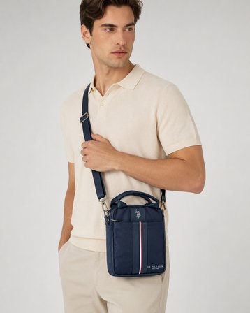 U.S. Polo Assn. Lacivert Erkek Omuz Askılı Postacı Çantası Kumaş Çapraz El Çantası 26059