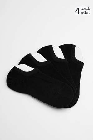Mısırlı Unisex Pamuklu Süper Fit 4 Çift Sneaker Çorap Siyah