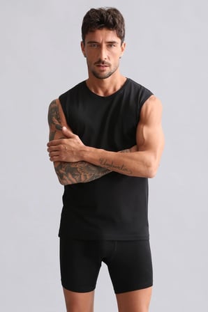 mısırlı modal by tencel hercules slim fit bisiklet yaka sporcu atlet siyah