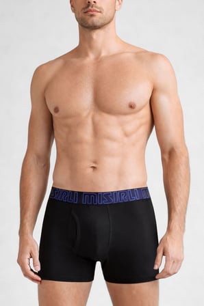 Mısırlı Modal by TENCEL SPARTACUS PERFORMANCE Boxer Mavi Lastikli Siyah