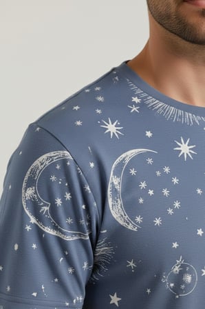 Pamuklu Kısa Kollu Pijama Takım İndigo