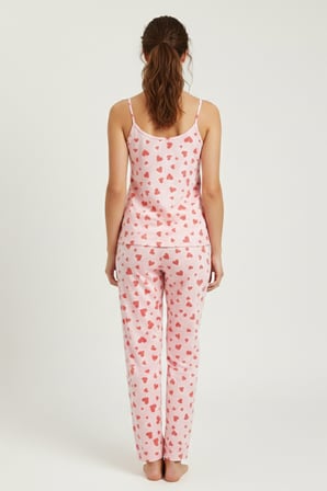 Mısırlı Kadın Pamuklu Askılı Pijama Takımı Pembe