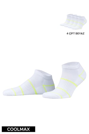 Unisex Coolmax EcoMade Patik Çorap - 4 lü Beyaz