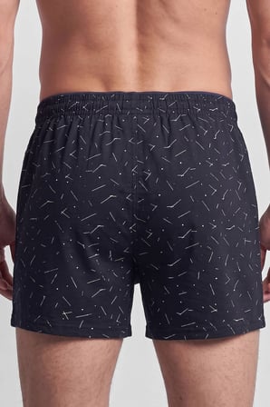 Mısırlı Erkek Pamuk Köşe Üçgen Relax Fit Boxer Çizgi Desenli/Lacivert