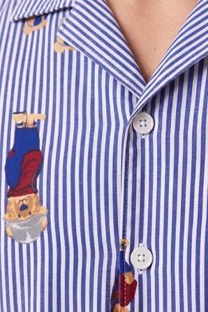Mısırlı Erkek Pamuk Kısa Kollu Gömlek Pijama Takım Lacivert