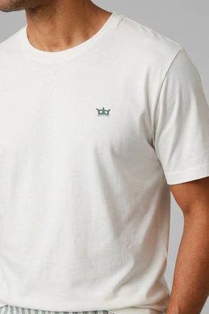 Mısırlı Erkek Pamuk Çizgili Pijama Takım Beyaz-Yeşil