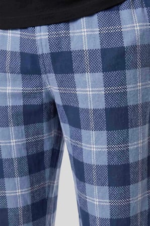 Mısırlı Erkek Pamuk Ekoseli Alt Pijama Mavi