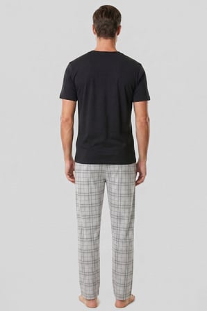 Mısırlı Erkek Pamuk Ekoseli Alt Pijama Gri
