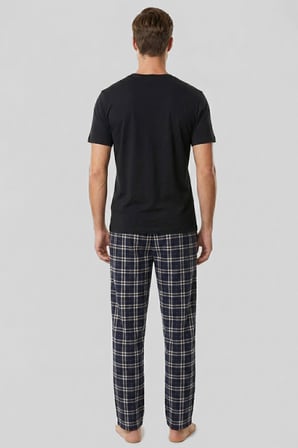 Mısırlı Erkek Pamuk Ekoseli Alt Pijama Saks
