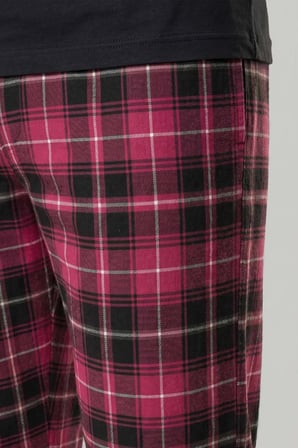 Mısırlı Erkek Pamuk Ekoseli Alt Pijama Açık Kırmızıı