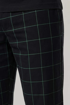 Mısırlı Erkek Pamuk İnce Ekoseli Alt  Pijama Siyah-Mint