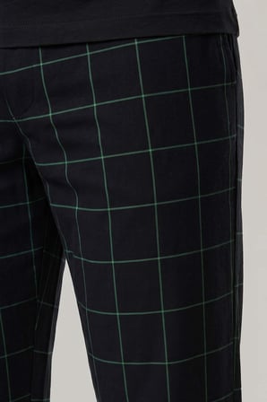 Mısırlı Erkek Pamuk İnce Ekoseli Alt  Pijama Siyah-Mint