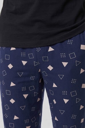 Mısırlı Erkek Geometrik Desen Alt Pijama Lacivert