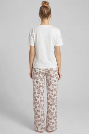 Mısırlı Kadın Pamuklu Pijama Takım Beyaz