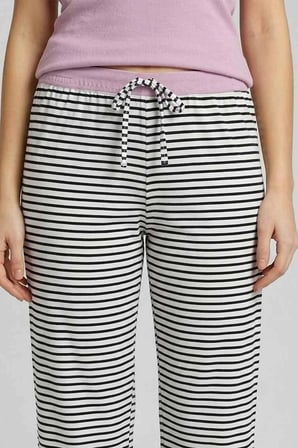 Mısırlı Kadın Pamuklu Çizgili Pijama Takım Lila/Siyah