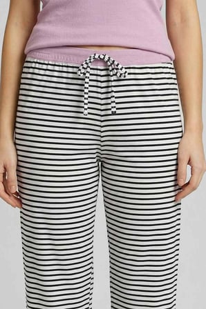 Mısırlı Kadın Pamuklu Çizgili Pijama Takım Lila/Siyah