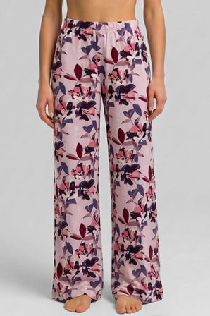Mısırlı Kadın Viskon Çiçekli Alt Pijama Gül Kurusu