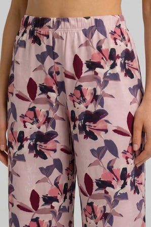 Mısırlı Kadın Viskon Çiçekli Alt Pijama Gül Kurusu