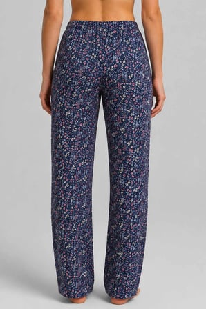 Mısırlı Kadın Viskon Çiçekli Alt Pijama İndigo