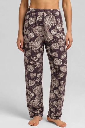 Mısırlı Kadın Viskon Çiçekli Alt Pijama Kahverengi