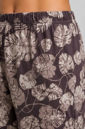 Mısırlı Kadın Viskon Çiçekli Alt Pijama Kahverengi