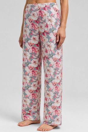 Mısırlı Kadın Viskon Çiçekli Alt Pijama Pembe