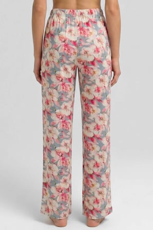 Mısırlı Kadın Viskon Çiçekli Alt Pijama Pembe