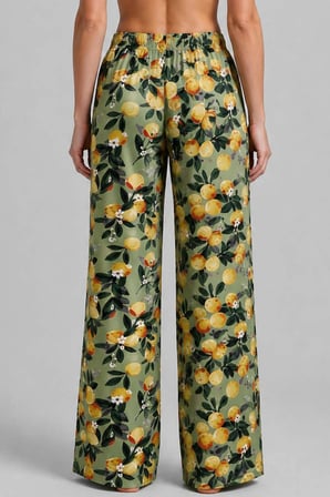 Mısırlı Kadın Viskon Çiçekli Alt Pijama Yeşil