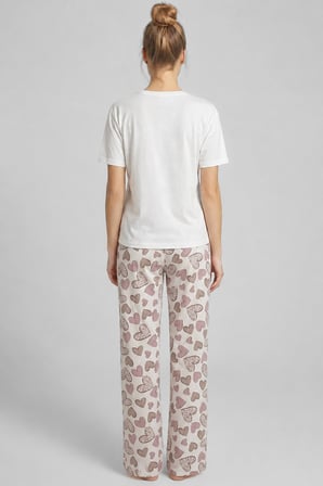 Mısırlı Kadın Pamuklu Pijama Takım Beyaz