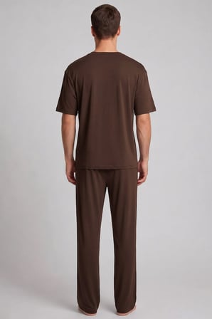 Mısırlı Erkek Modal Karışımlı Pijama Takım Kahverengi
