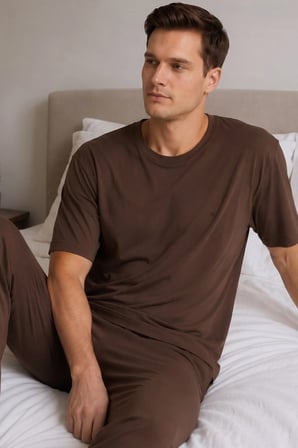 Mısırlı Erkek Modal Karışımlı Pijama Takım Kahverengi
