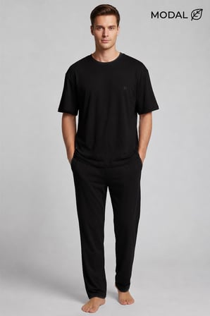 Mısırlı Erkek Modal Karışımlı Pijama Takım Siyah