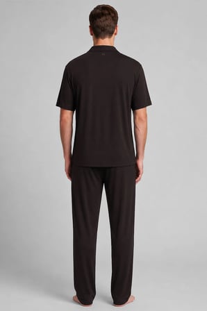 Mısırlı Erkek Modal Karışımlı Düğmeli Pijama Takım Koyu Kahverengi