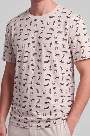 Mısırlı Erkek Pamuklu Animal Desenli Pijama Takım Açık Bej
