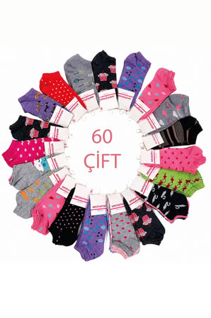 Socksmax Kadın Pamuklu 60 Çift  Patik Çorap Çok Renkli
