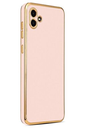 Galaxy A04 Kılıf Kamera Korumalı Altın Kenar Tasarım Silikon
