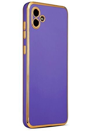 Galaxy A04 Kılıf Kamera Korumalı Altın Kenar Tasarım Silikon