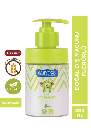 Doğal Aromasız 6 Yaş ve Üzeri Florürlü Diş Macunu Pompalı 200 ml