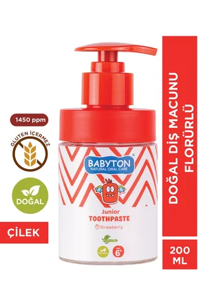 Doğal Çilekli 6 Yaş ve Üzeri Florürlü Diş Macunu Pompalı 200 ml