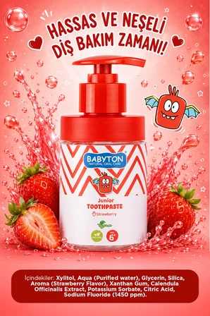 Doğal Çilekli 6 Yaş ve Üzeri Florürlü Diş Macunu Pompalı 200 ml